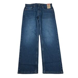 Levi's 505 Jeans Mens 32x29 Blue Dark Wash‎ Stretch Straight Leg Regular Fit NEW